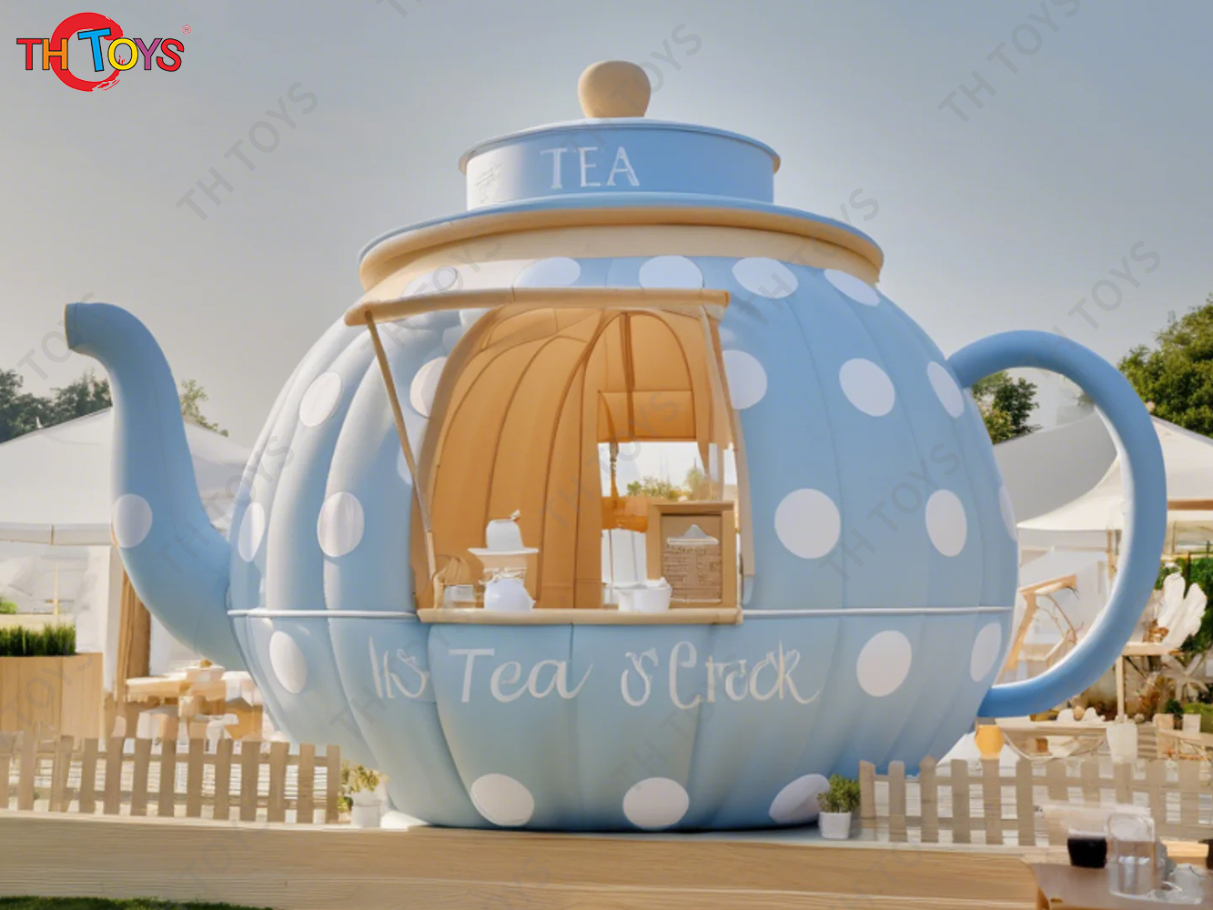 5x3.5m Inflatable Teapot Stage Tent Event Marketing Inflatable Snack Booth Lawn Tent Shelter
