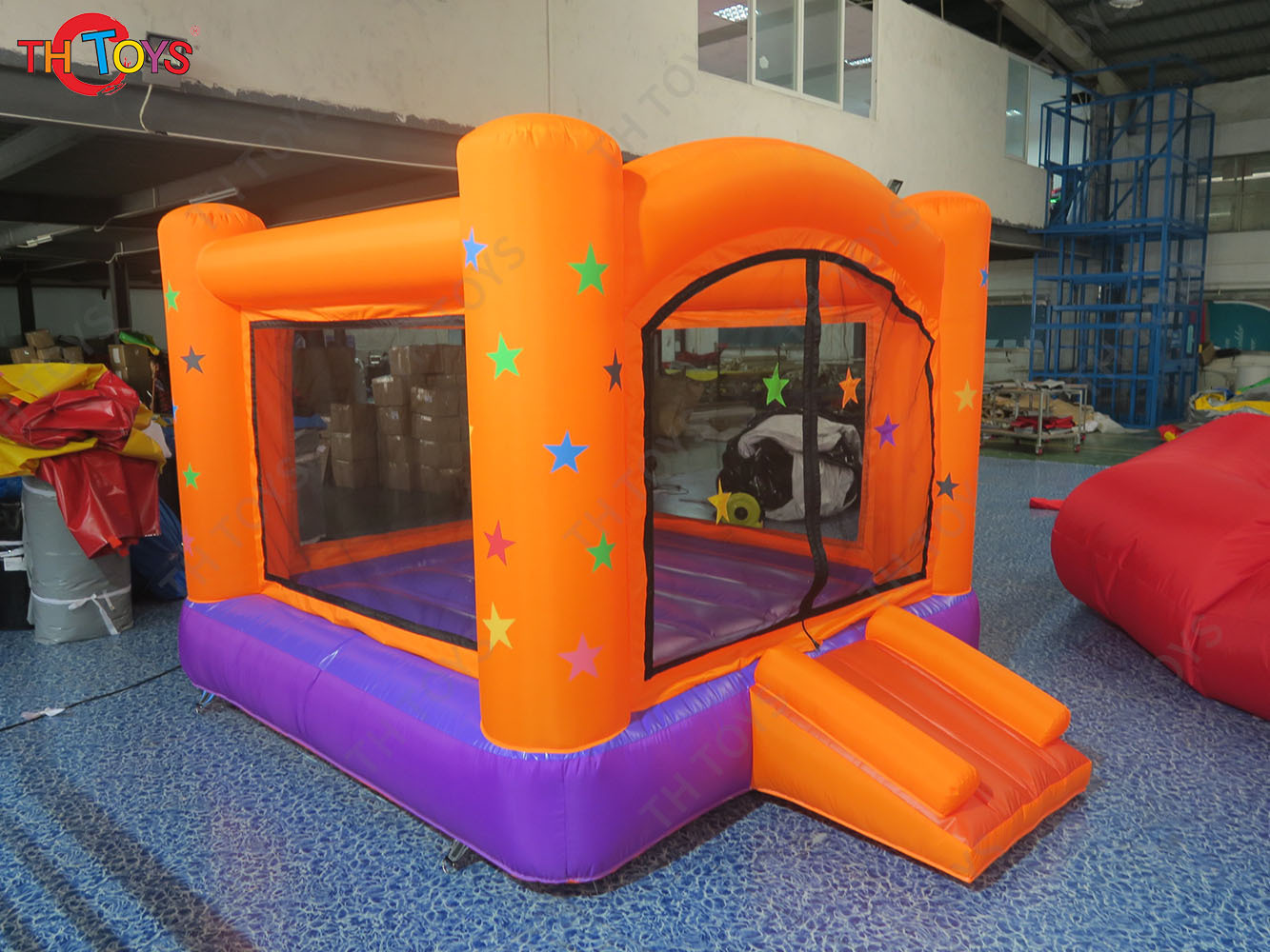 3x3m/4x3m Orange Inflatable Bounce House for Kids Children Blow Up Bouncy Castle Air Jumper with Blower