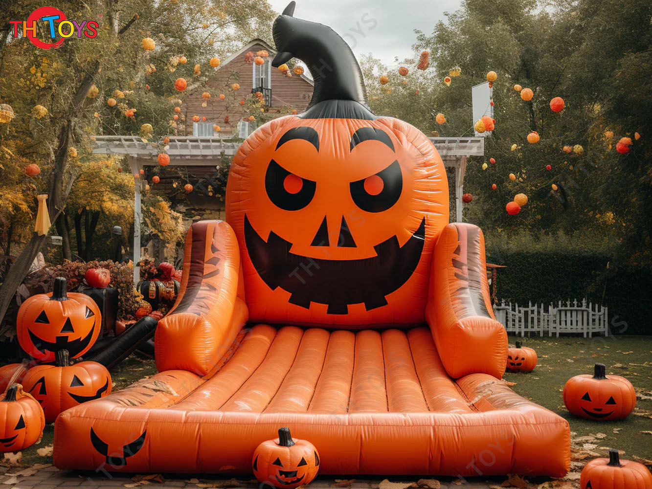 Inflatable Trampoline Bouncy Castle Jumping House With Blower Inflatable Bouncer Castle Kids Backyard Halloween Bounce House