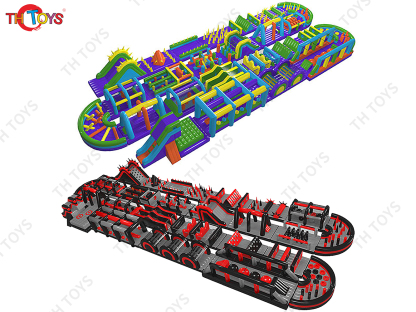 50mL Giant Running Tunnel Big Inflatable Obstacle Course Bounce House For Outdoor fun play