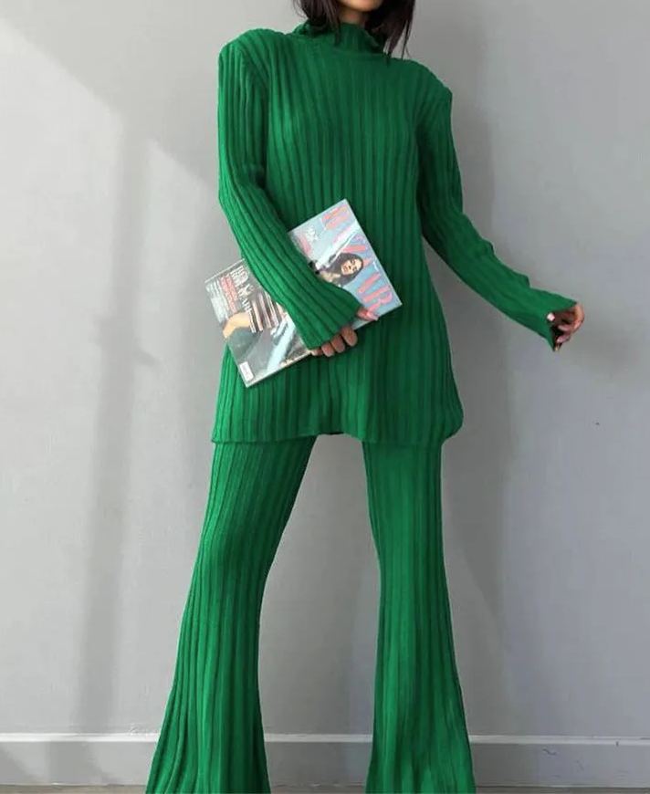 Pullover Sweater Pants Wool Two-piece Suit