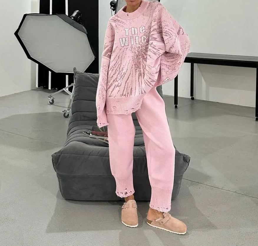 Knitting Suit Autumn And Winter Letter Printing