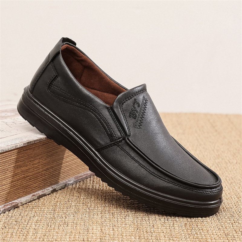 Men's Faux Leather Wide Feet Casual Slip-On Loafers