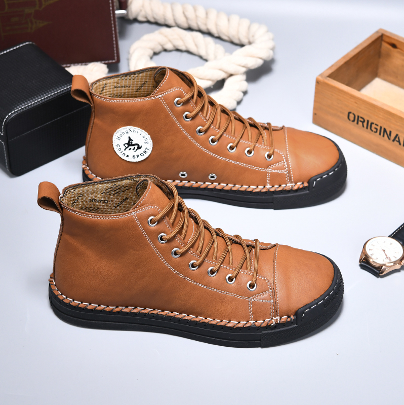 Leather Sneakers | Men's High Top Trainers