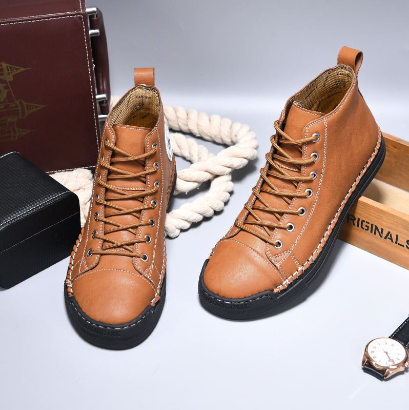 Leather Sneakers | Men's High Top Trainers