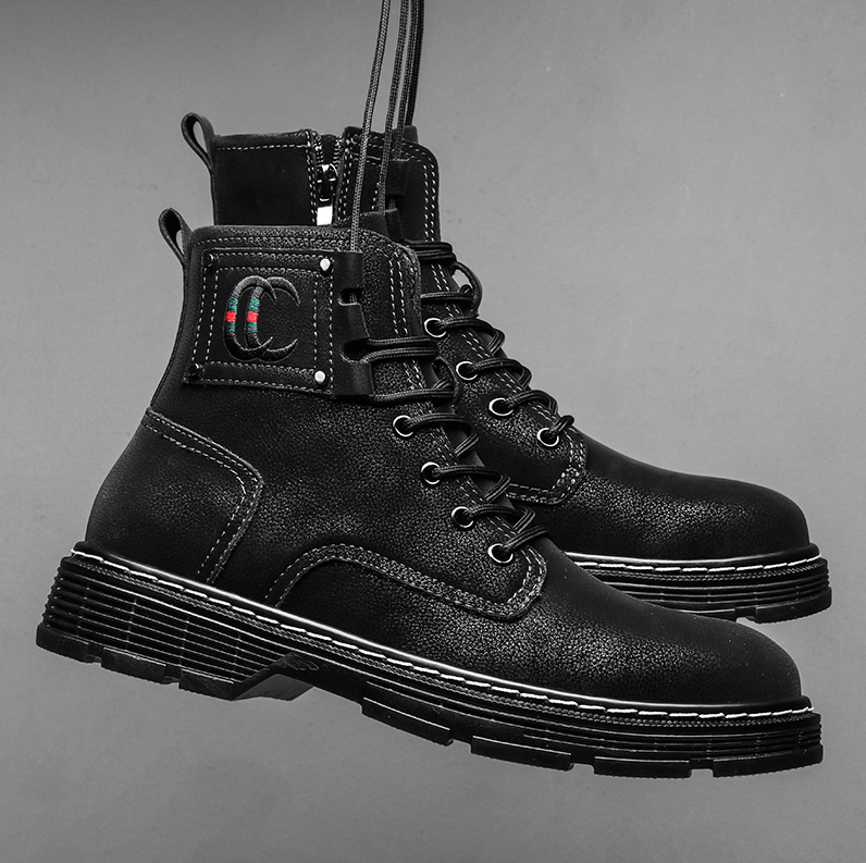 Men's Fashion Classic Work Side Zipper Cowhide Leather Waterproof Ankle Protection Boots