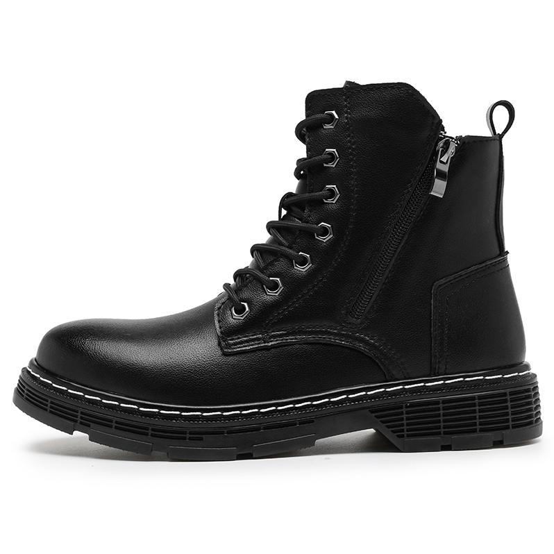 Men's Fashion Classic Work Side Zipper Cowhide Leather Waterproof Ankle Protection Boots
