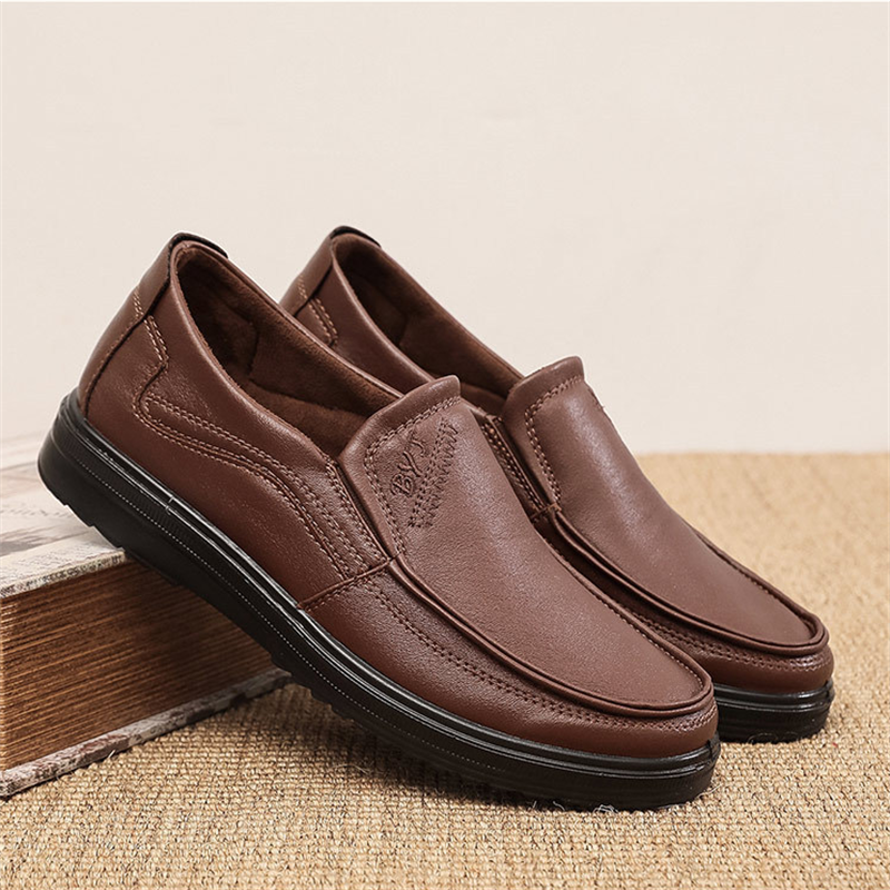 Men's Faux Leather Wide Feet Casual Slip-On Loafers