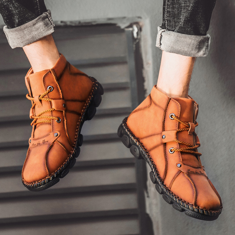 MEN'S COMFORTABLE LEATHER OUTDOOR WORK BOOTS