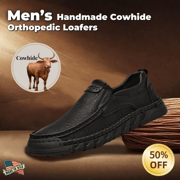 ⏰Last Day! 50% OFF 🔥Men's Handmade Leather Loafers with Arch Support & Wide Toe Box