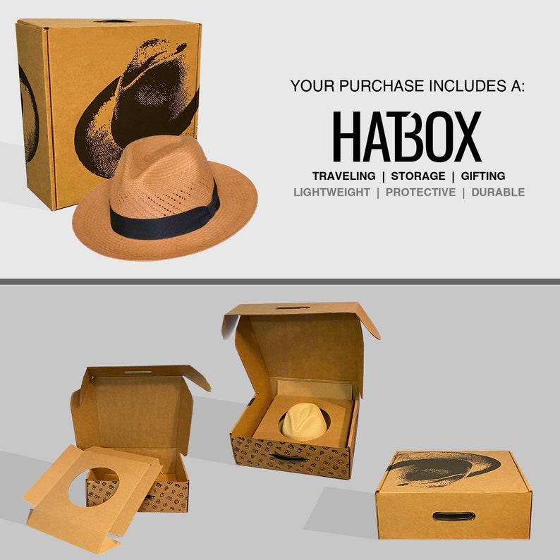 Classic Vented Panama Hat - Brisa Weave - Brown Straw - Black Band - Handwoven in Ecuador - GPH - HatBox Included