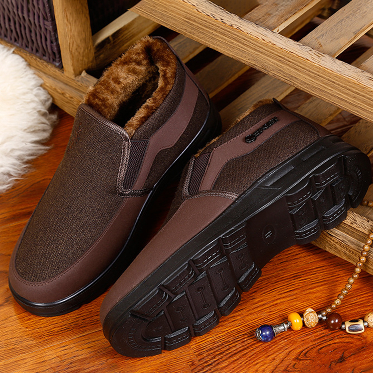 Men's Waterproof Plush Lined Genuine Leather Orthopedic Snow Boot Casual Shoes