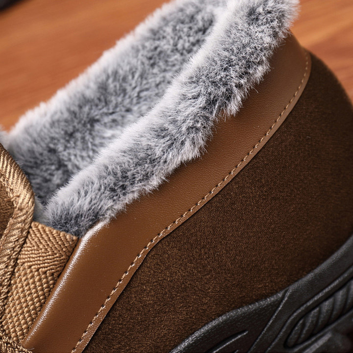 🎉Men's Warm Comfortable Arch Support Waterproof Fleece Cow Leather Snow Boots