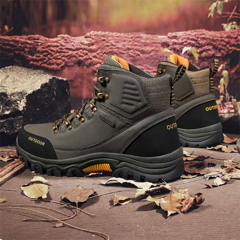 (⏰CLEARANCE SALE 70% OFF) Men's High Top Lace-Up Boots, Outdoor Waterproof Non-Slip Anti-Puncture Orthopedic Comfortable Hiking Mountaineering Walking Boots for Daily Life, Work and Sports