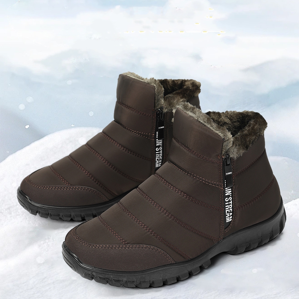 Men's Double Zipper Waterproof Non-slip Thick Warm Snow Boots