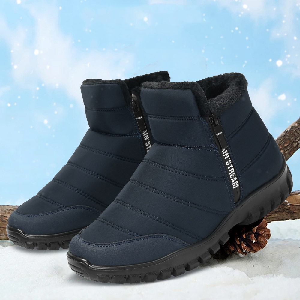 Men's Double Zipper Waterproof Non-slip Thick Warm Snow Boots