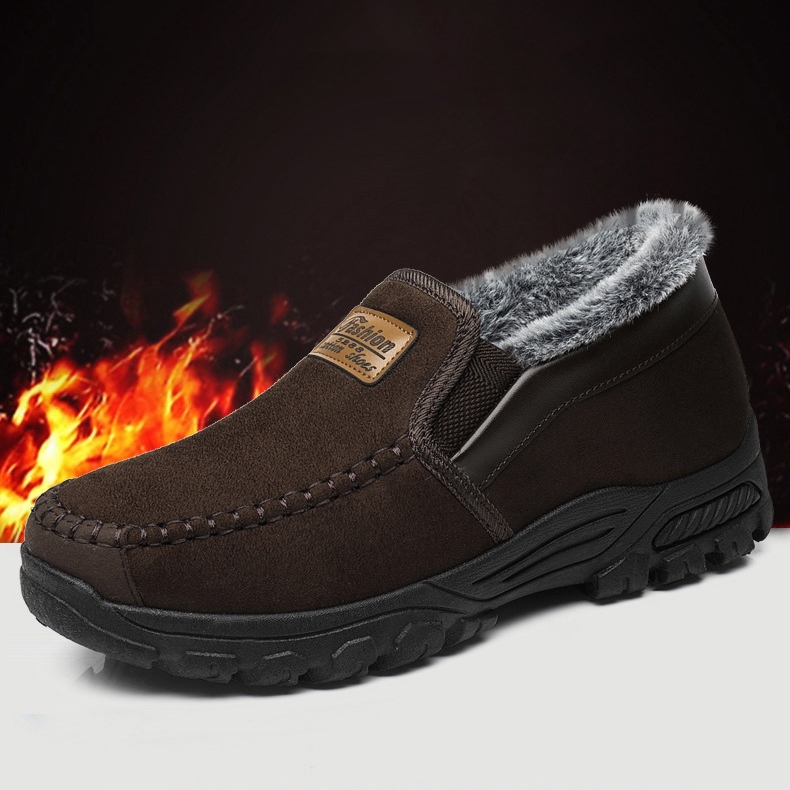 🎉New Arrival🎉Men's Warm Comfortable Arch Support Waterproof Fleece Cow Leather Snow Boots