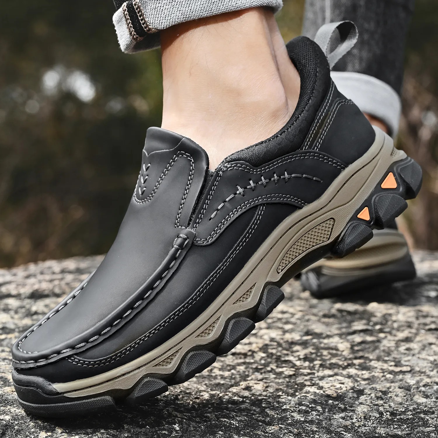 2025 New Men's Comfortable Hands-Free Genuine Leather Slip On Loafers