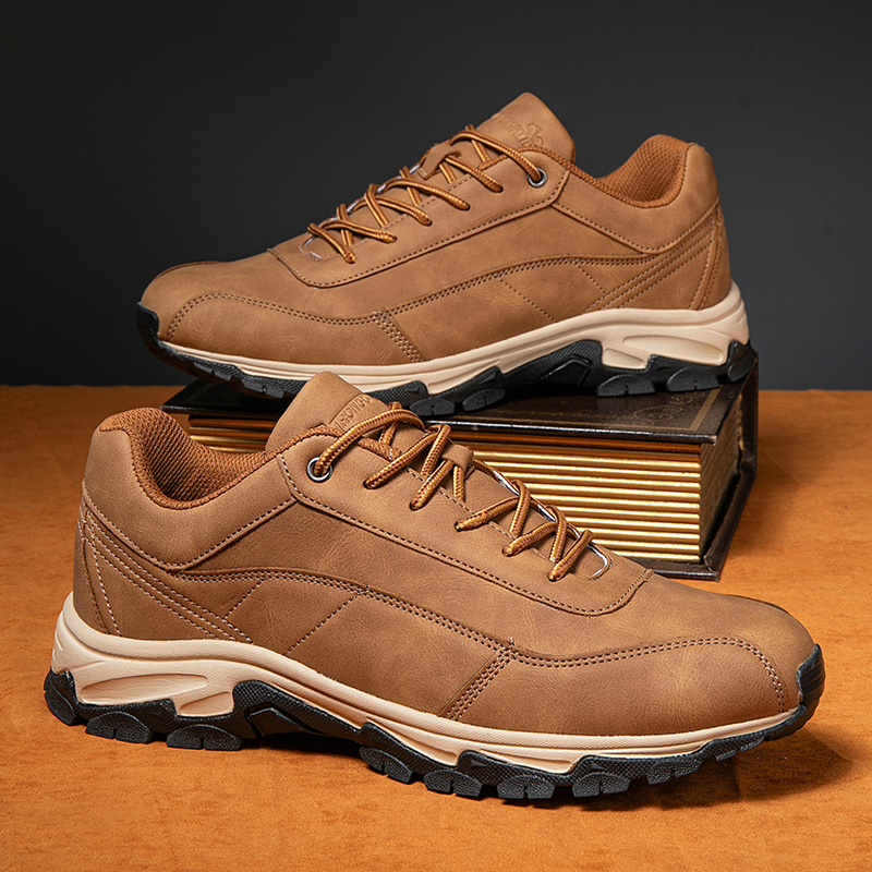 Men's Comfortable Leather Sneakers with Arch Support & Shock Absorption