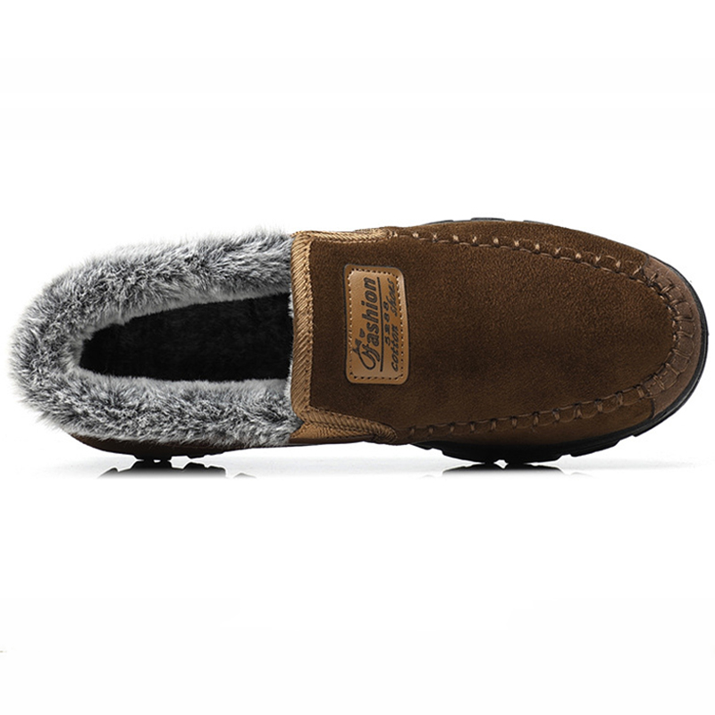 🎉Men's Warm Comfortable Arch Support Waterproof Fleece Cow Leather Snow Boots