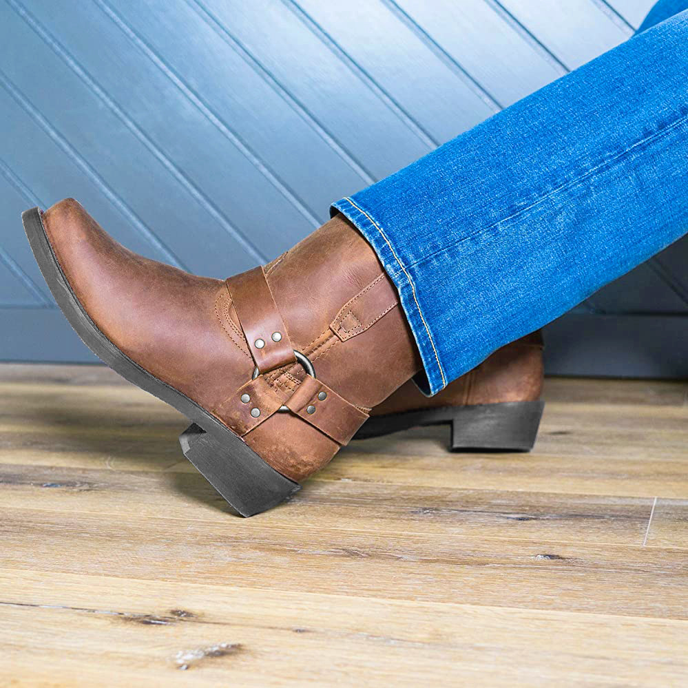 MEN'S BUCKLE CAVED ANKLE BOOTS