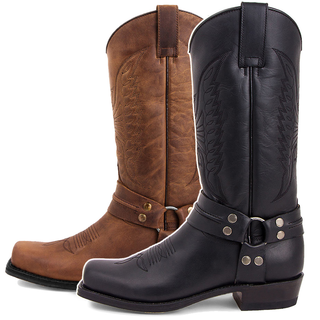 MEN'S BUCKLE CAVED COWBOY BOOTS