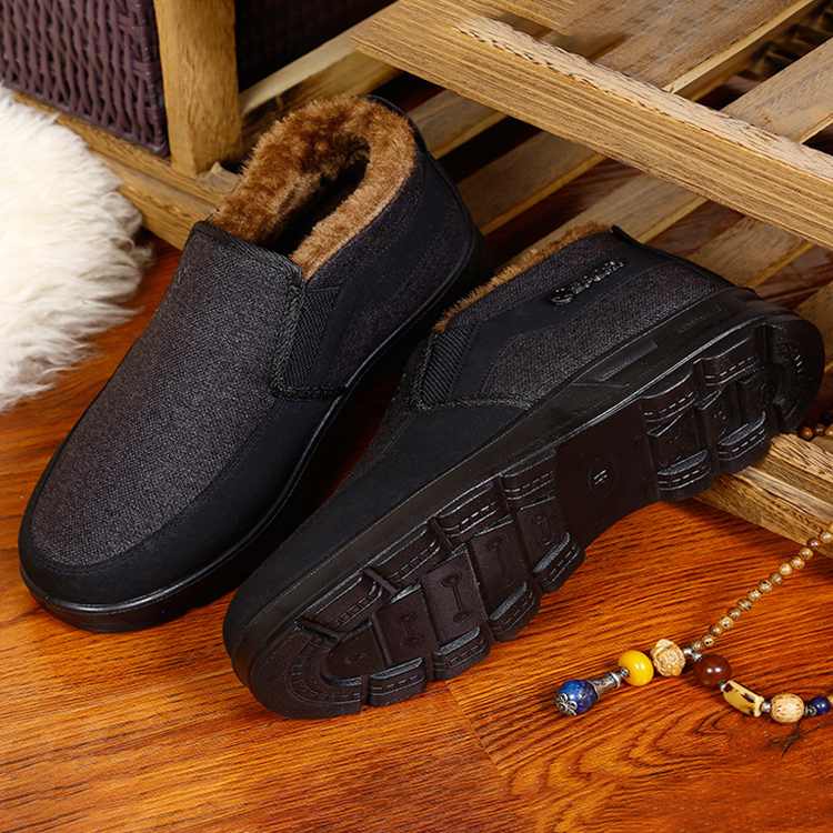 Men's Waterproof Plush Lined Genuine Leather Orthopedic Snow Boot Casual Shoes