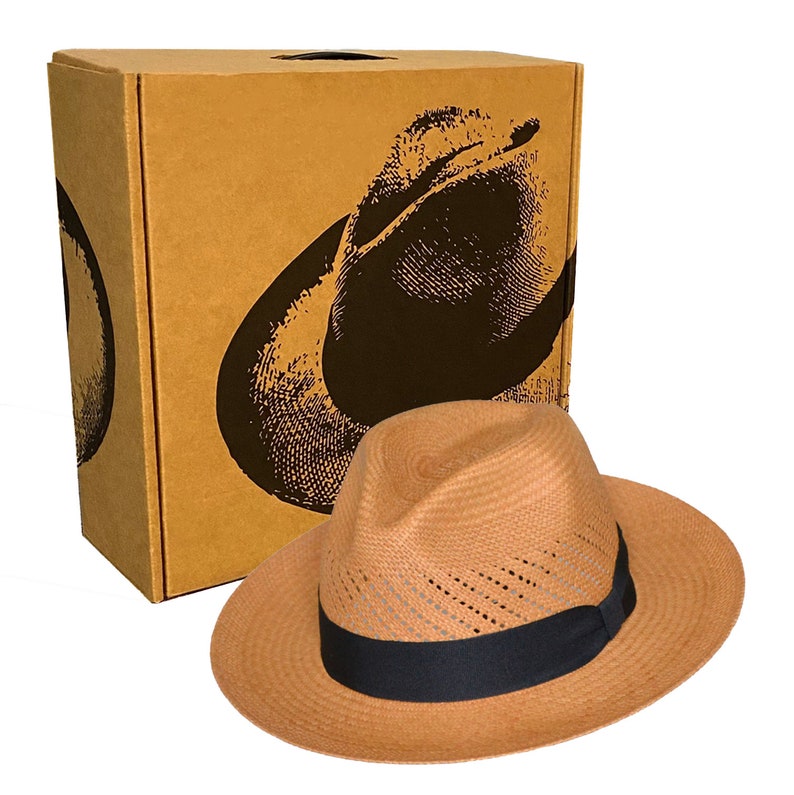 Classic Vented Panama Hat - Brisa Weave - Brown Straw - Black Band - Handwoven in Ecuador - GPH - HatBox Included