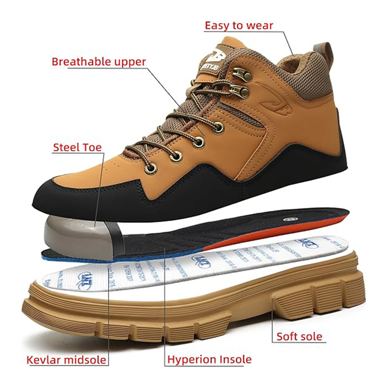 (⏰Limited Time Sale 70% OFF) Men's Steel Toe Work Safety Boots - Waterproof, Slip-resistant, Puncture-resistant, Smash-resistant - Orthopedic, Arch support, Wide toe, Ankle support