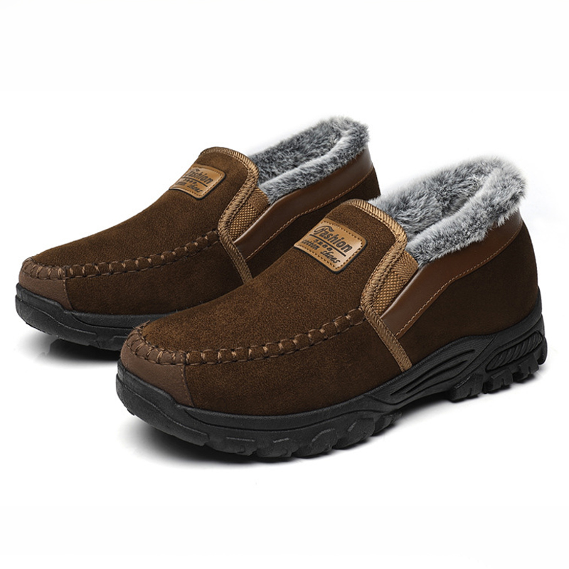 🎉Men's Warm Comfortable Arch Support Waterproof Fleece Cow Leather Snow Boots