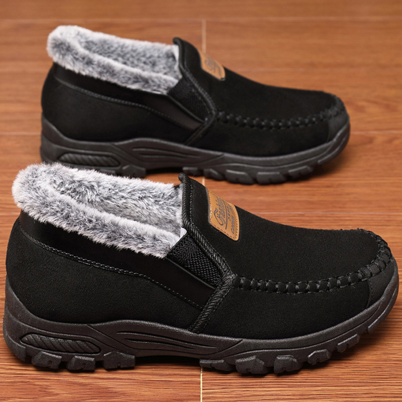 🎉Men's Warm Comfortable Arch Support Waterproof Fleece Cow Leather Snow Boots