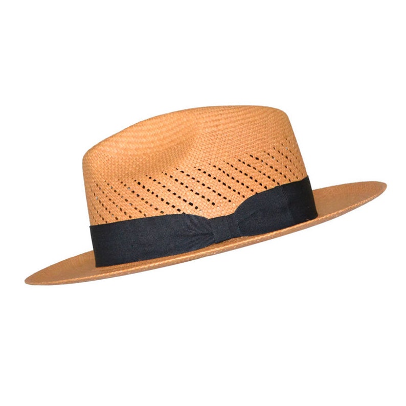 Classic Vented Panama Hat - Brisa Weave - Brown Straw - Black Band - Handwoven in Ecuador - GPH - HatBox Included