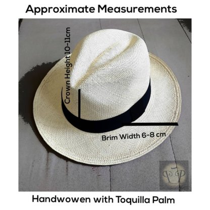 Genuine Ecuadorian Brown Panama Hat with Handmade Removable ~ Olive Green ~ Elastic Band , Handwoven From Toquilla Palm