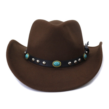 Karl Heart Top Wool Western Hat -  Coffee