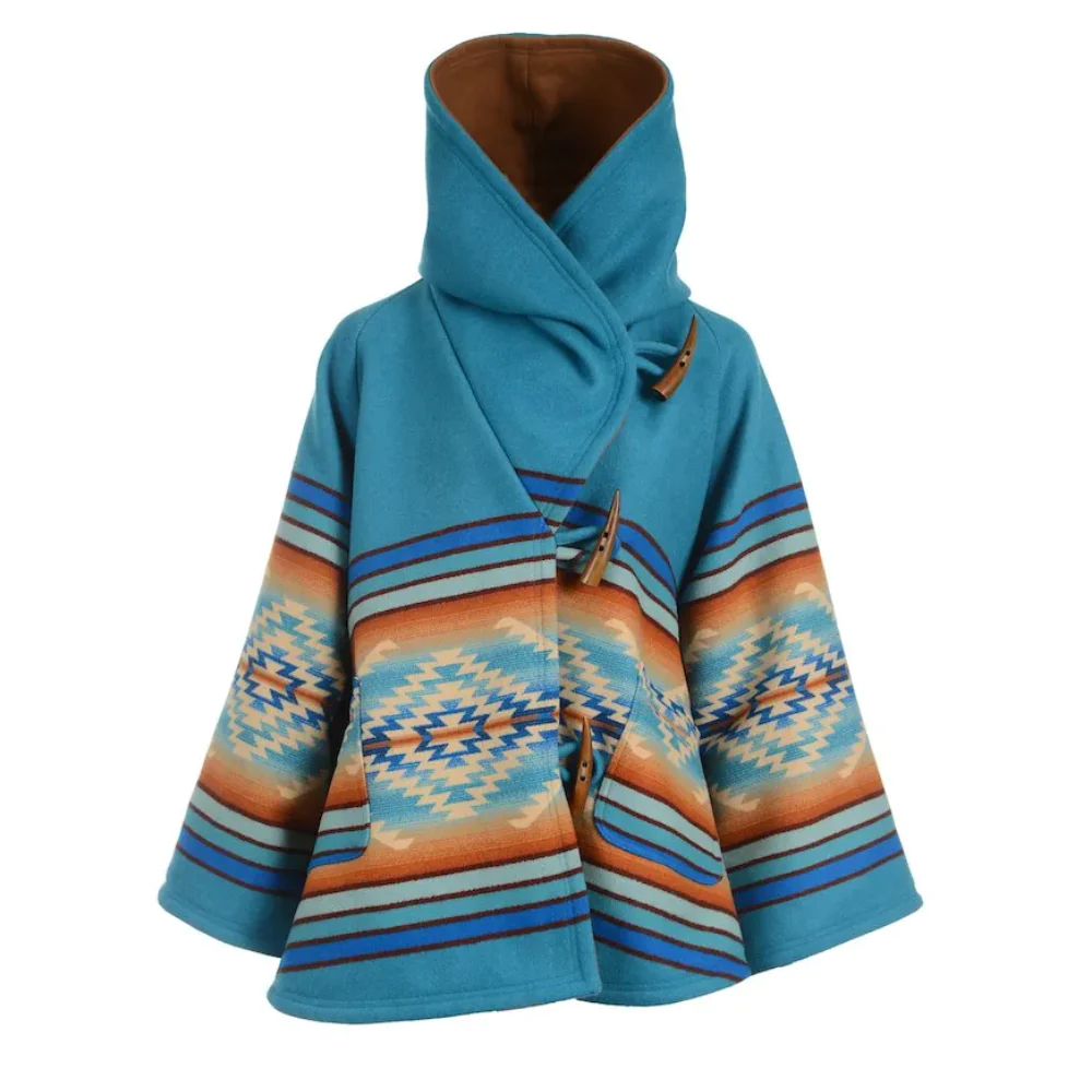 Yellowstone Hooded Poncho Style Beth Dutton Blue Coat