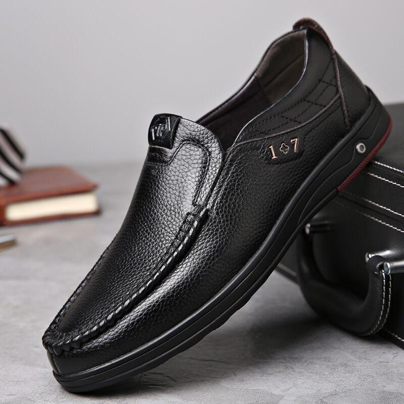 Hot Sale--50% OFF Mens Genuine Leather Soft Insole Casual Business Slip ...