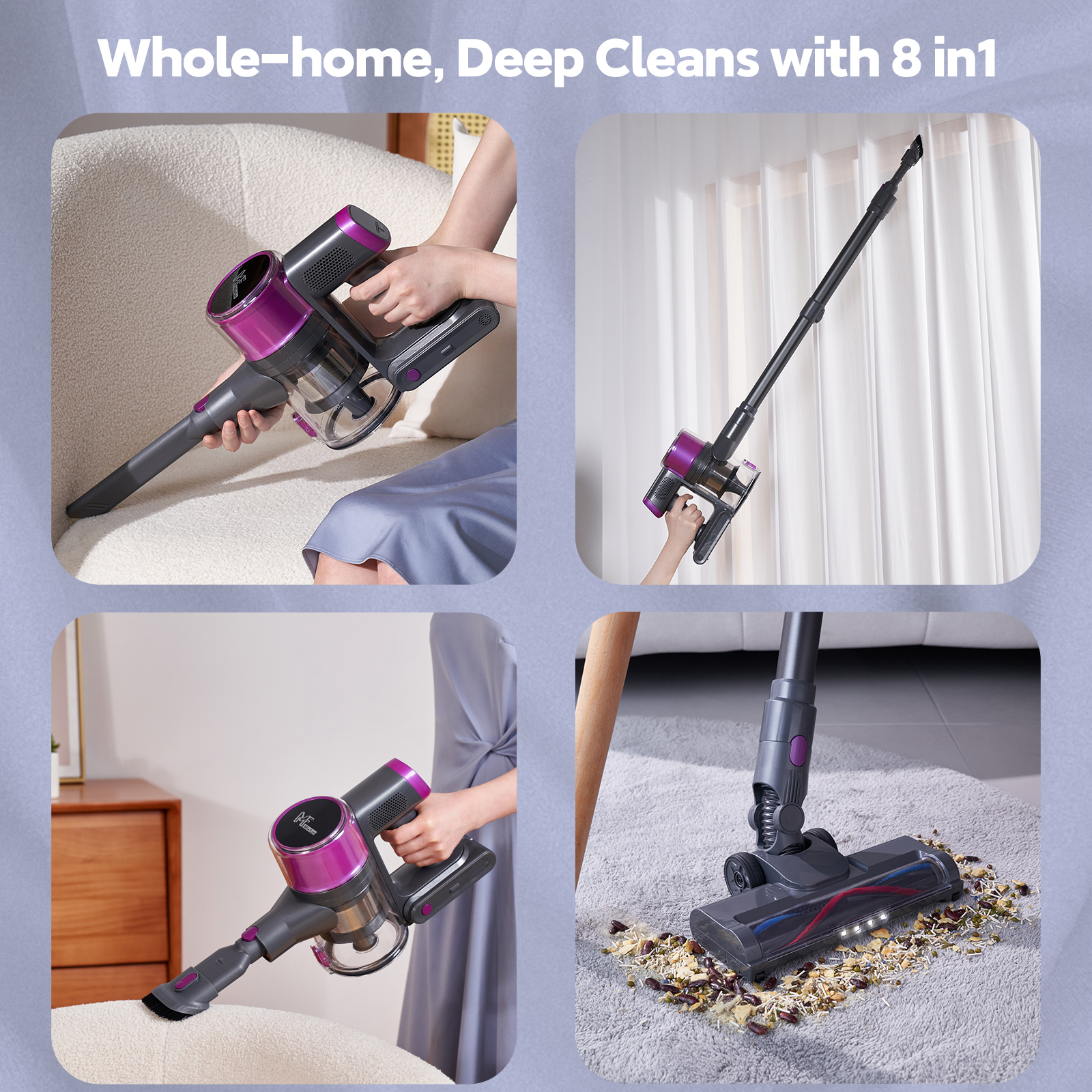 Mixfun  Cordless Stick Vacuum Cleaner Lightweight for Pet Hair Led Display Screen M600 New