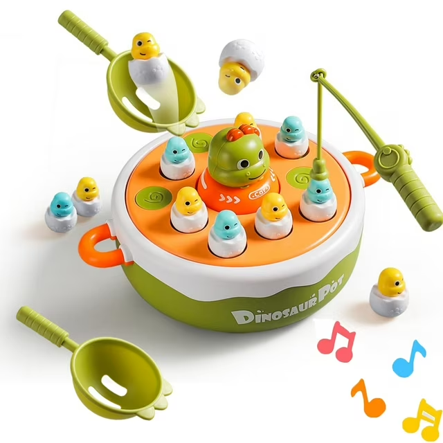 Adofi Magnetic Fishing Game and Jumping Dinosaurs Interactive Educational Toy for Toddlers and Kids
