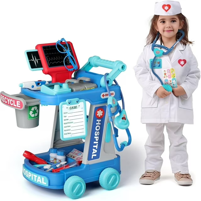 Adofi Child's Pretend Doctor Playset with Costume and Stethoscope, 1 Piece
