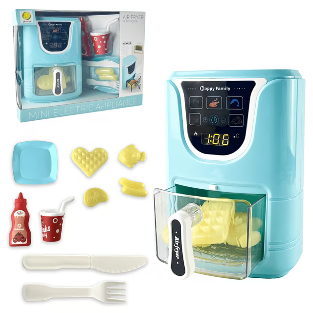 Adofi Air Fryer Toy for Kids, Pretend Play Kitchen Set with Color Changing Food