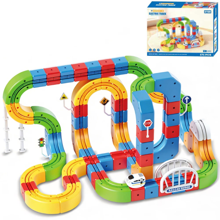 Richgv Electric Train Set for Kids, Educational STEM Learning Toys for Boys 3-6, 171pcs DIY Anti-Gravity Flexible Race Track Building Toy Gift