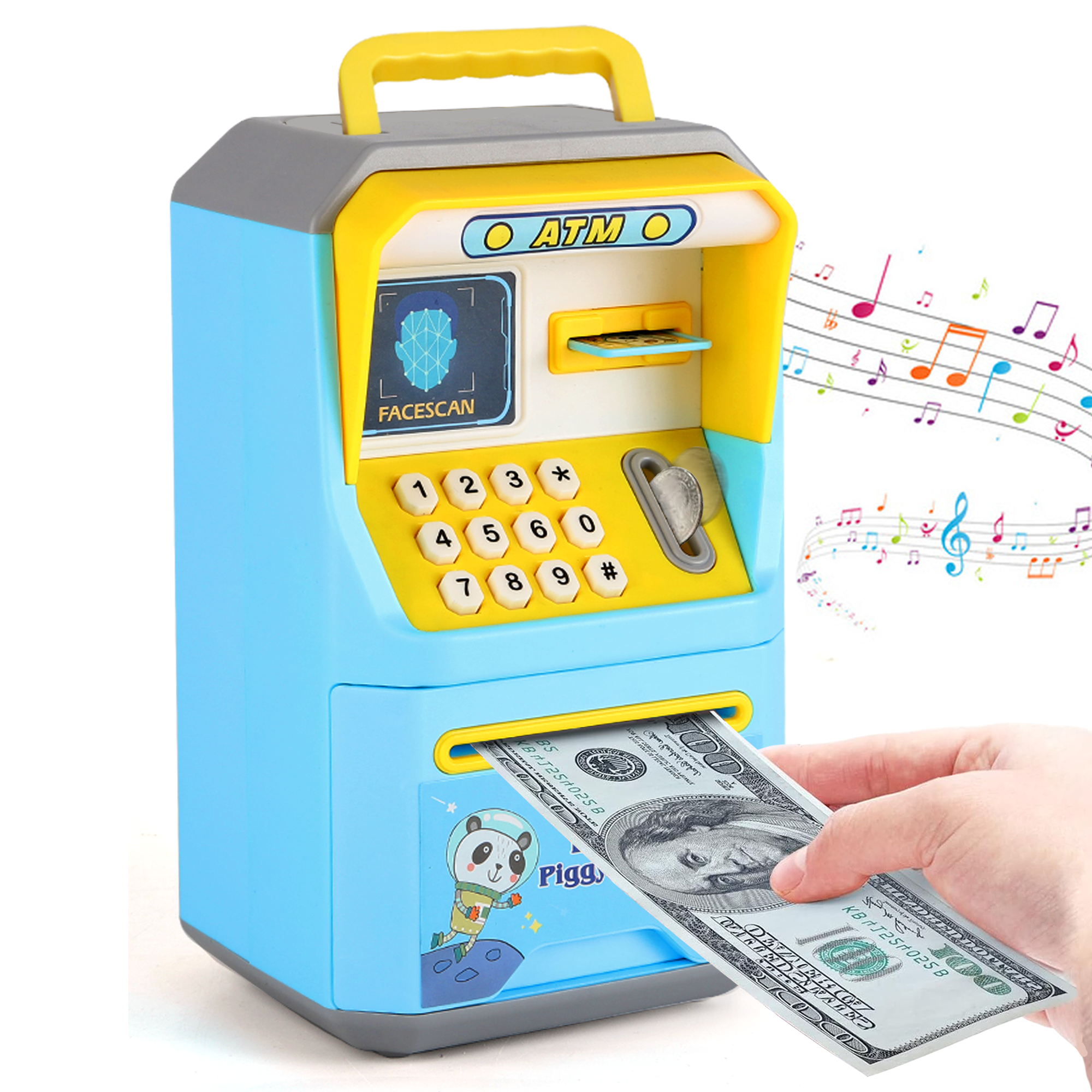Richgv ATM Piggy Bank for Kids, Electronic Money Bank ATM Savings Bank Machine Toy for Toddlers 3-6 Years, Kids Toys ATM Machine with Sounds Handle