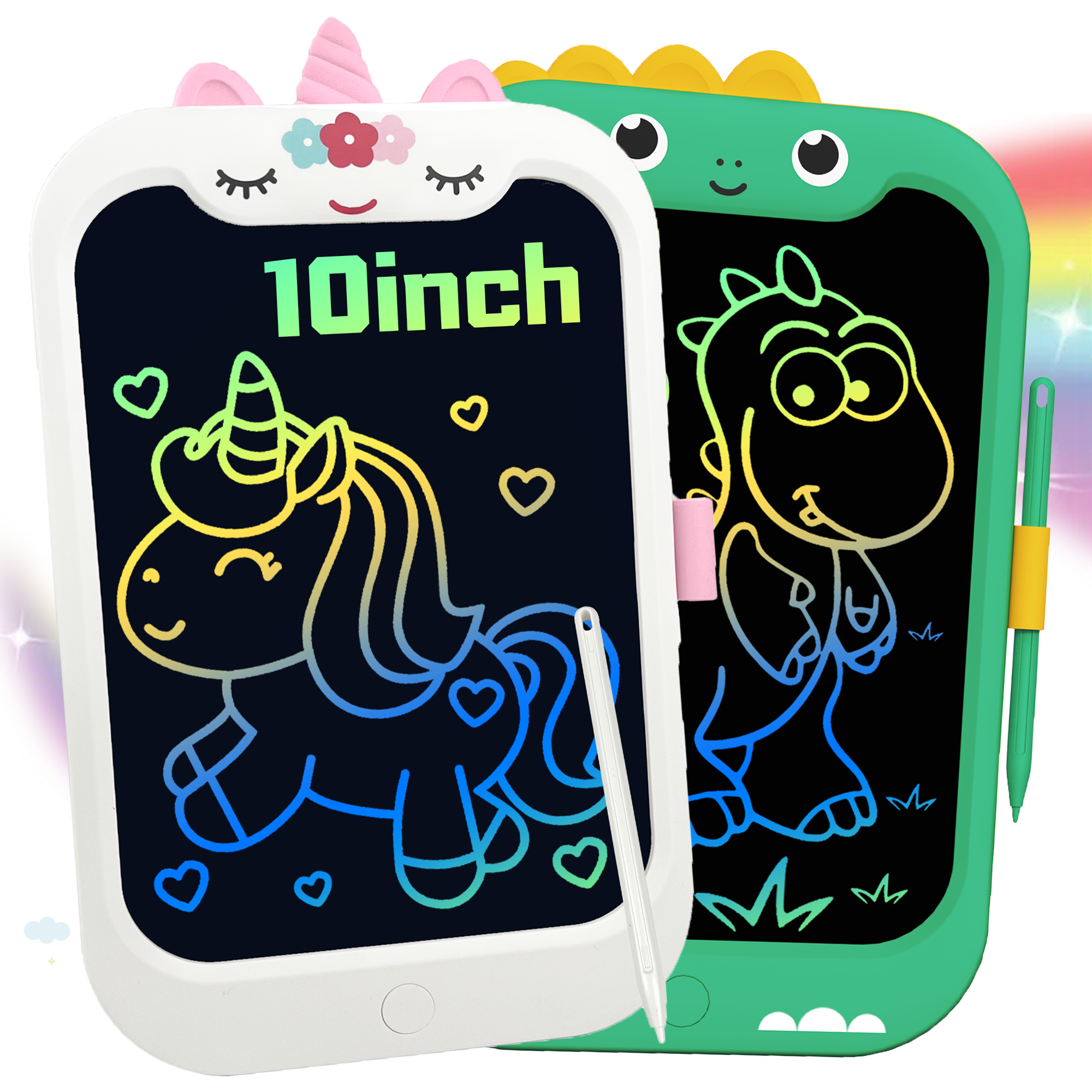 Richgv 2 Packs LCD Writing Tablet for Kids, 10 inch Electronic Graphics Tablet Drawing Tablet Doodle Pad Learning Board Educational Learning Toys Gifts for Kids Adults