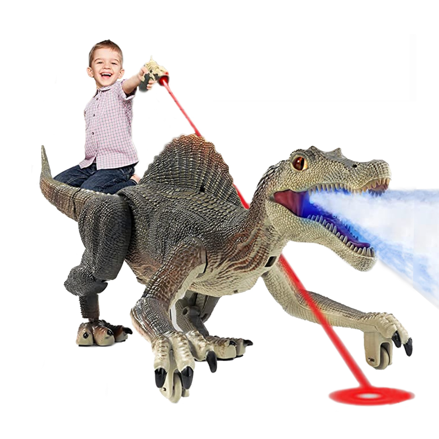 Richgv Remote Control Dinosaur Toys for Boys Kids, Electronic RC Robot Toy Walking Roaring Spray Dinosaur Gift for Birthday Christmas for Kids 3-8 Year