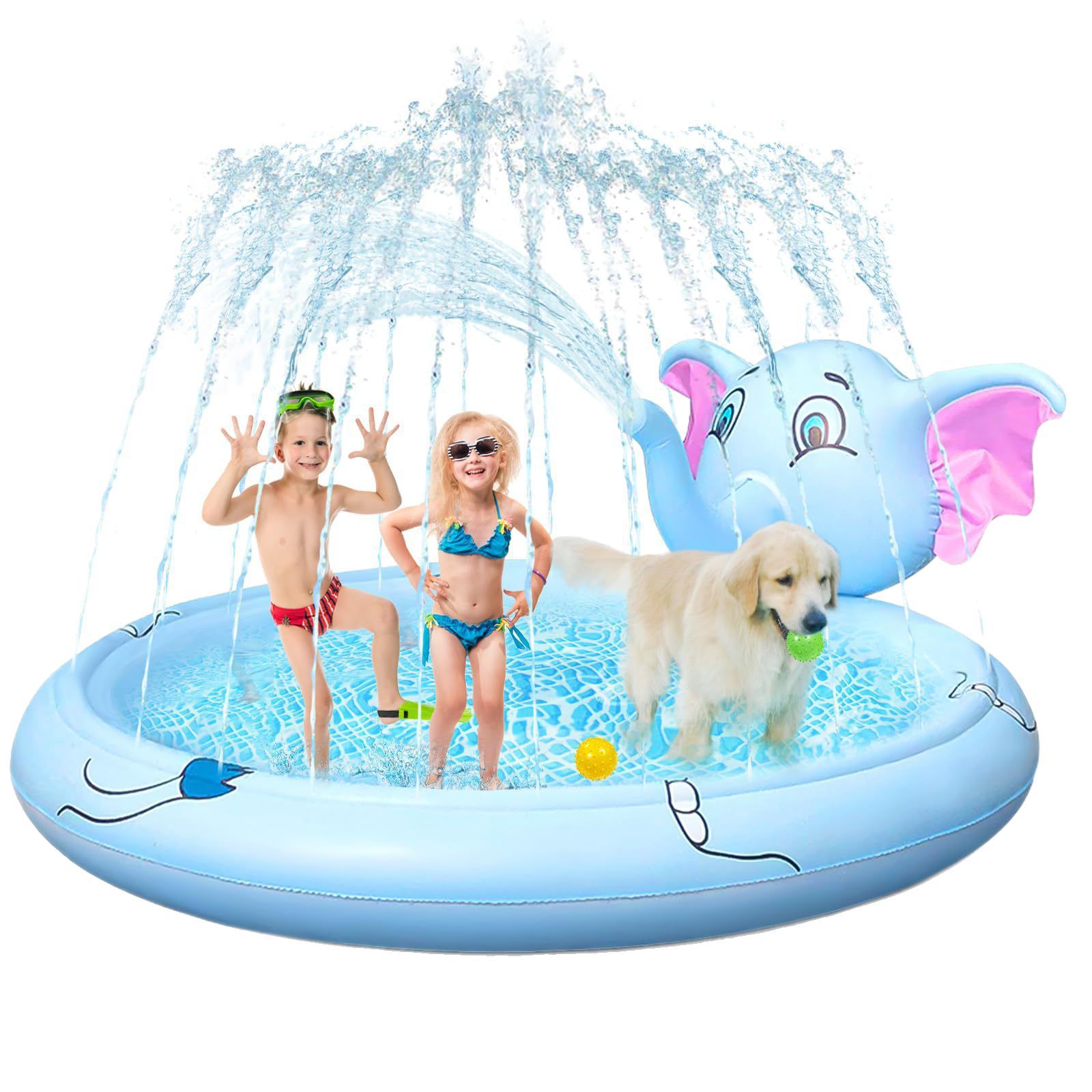 Adofi Splash Pad Sprinkler, 82.7" Inflatable Wading Pool Play Mat