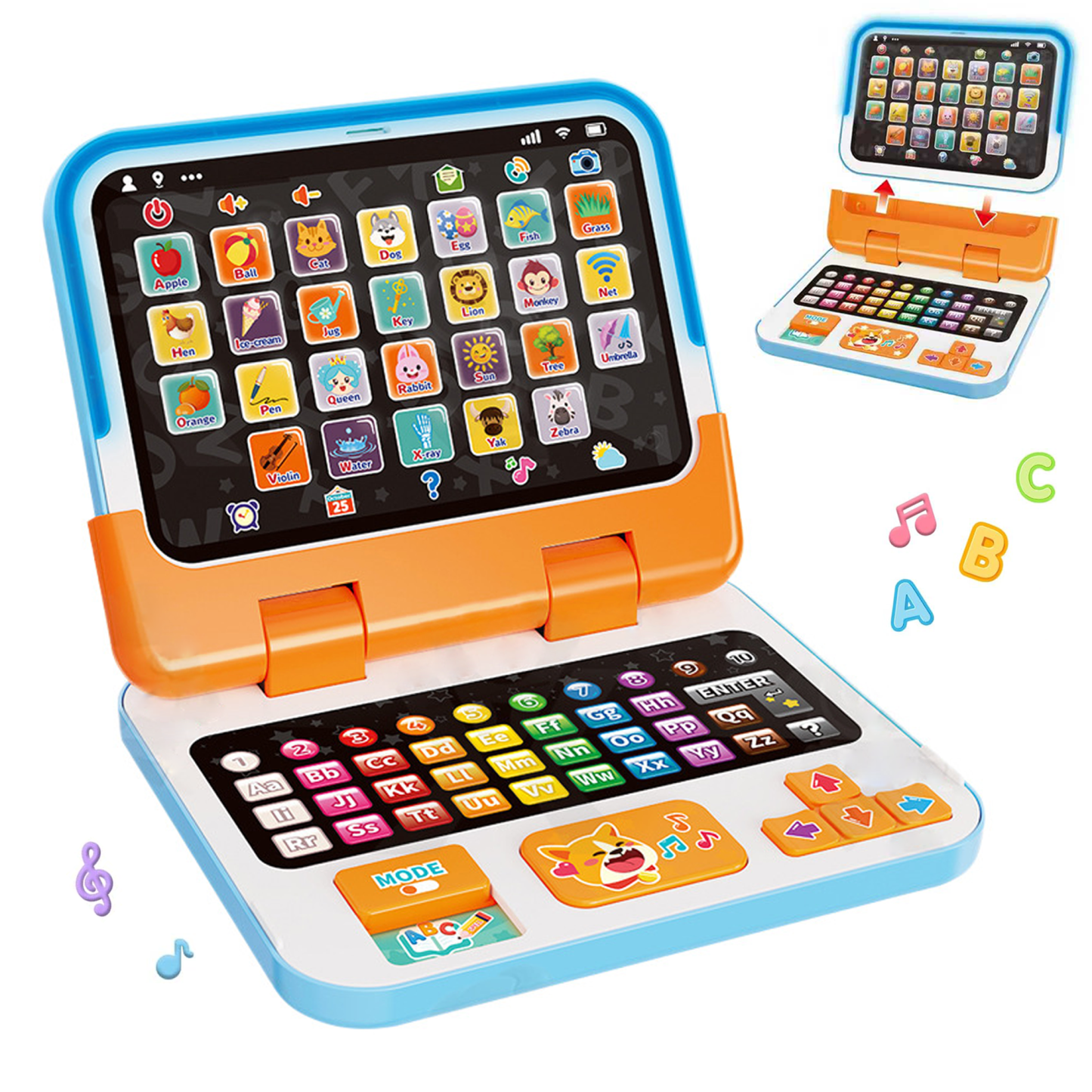 Richgv 2-in-1 Learning Toys for 1 Year Old Boys, Learning Laptop & Tablet Educational Montessori Toy Interactive Toys for Boys, Birthday Gift for Boys Girls