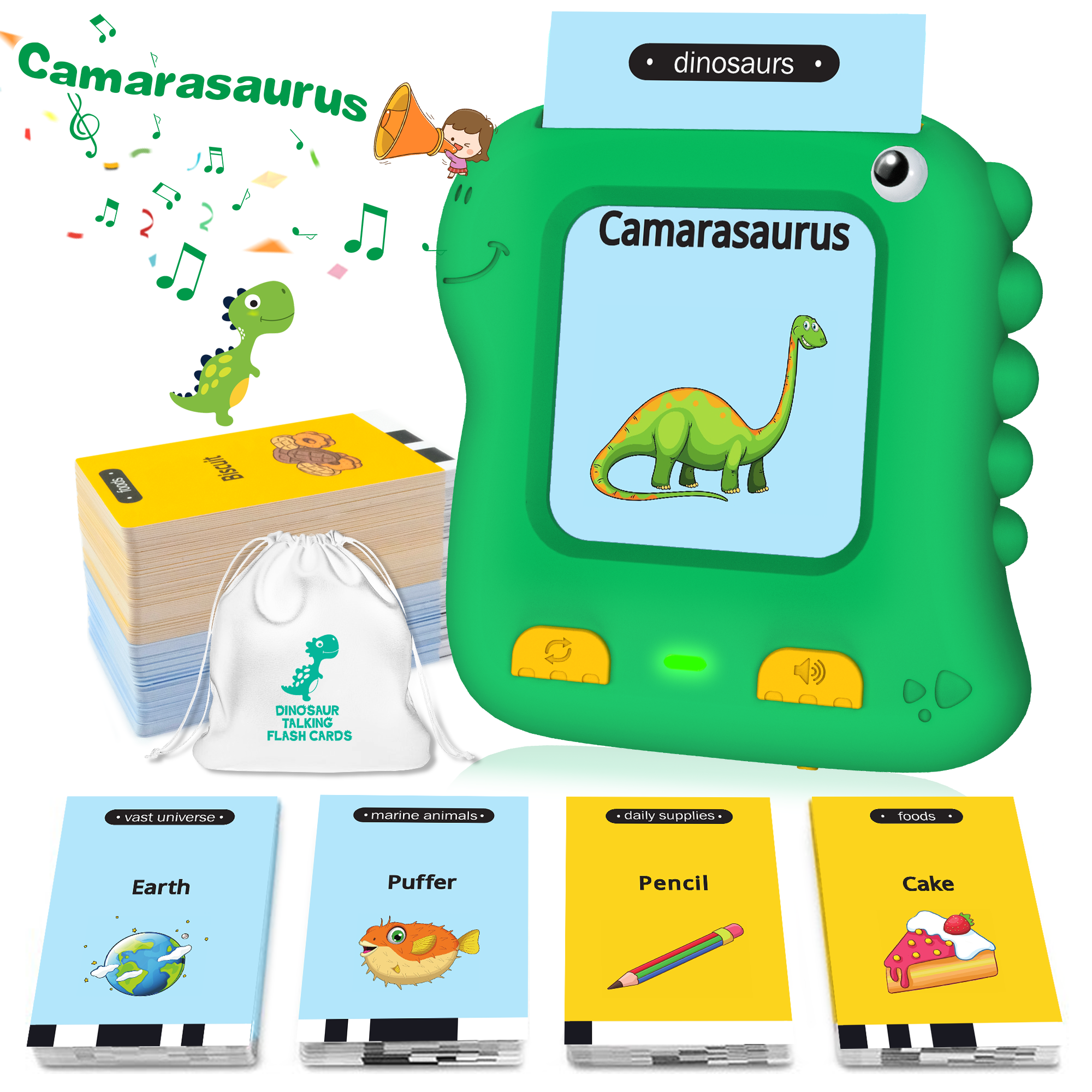 Richgv Upgraded Talking Flash Cards, Toddlers Toys for 1 2 3 4 Year Boys Girls, Autism Sensory Toys Montessori Educational Preschool Learning Toys for Kids, Dinosaur Toys 234 Sight Words