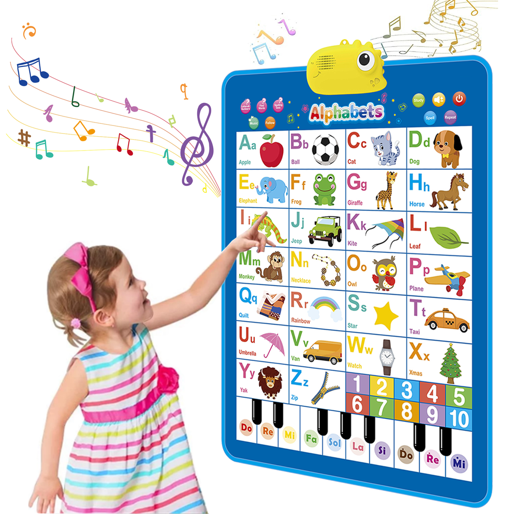 Richgv Upgraded Electronic Alphabet Poster Toddler Toys, Interactive Toys Alphabet Wall Chart, ABC Chart for Toddler, Montessori Learning Toys for Kid 1 2 3 4 Year