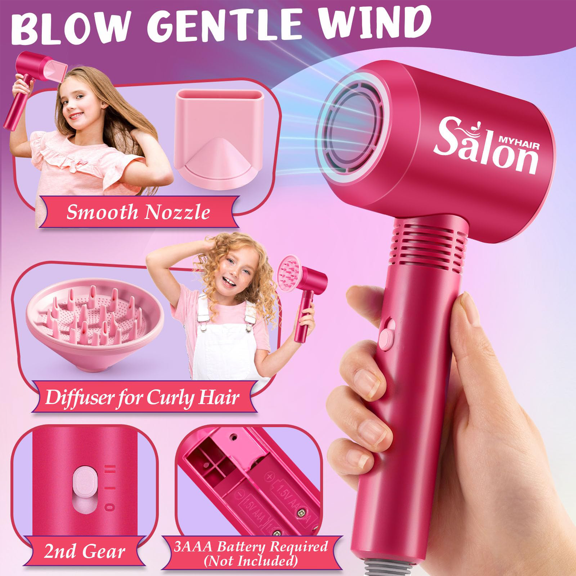 Richgv Girls Toys Hair Salon Playset, 22 Pcs Pretend Play Beauty Salon Hair Stylist Kid Toy with Hairdryer Accessories Makeup Set Gift for Girls