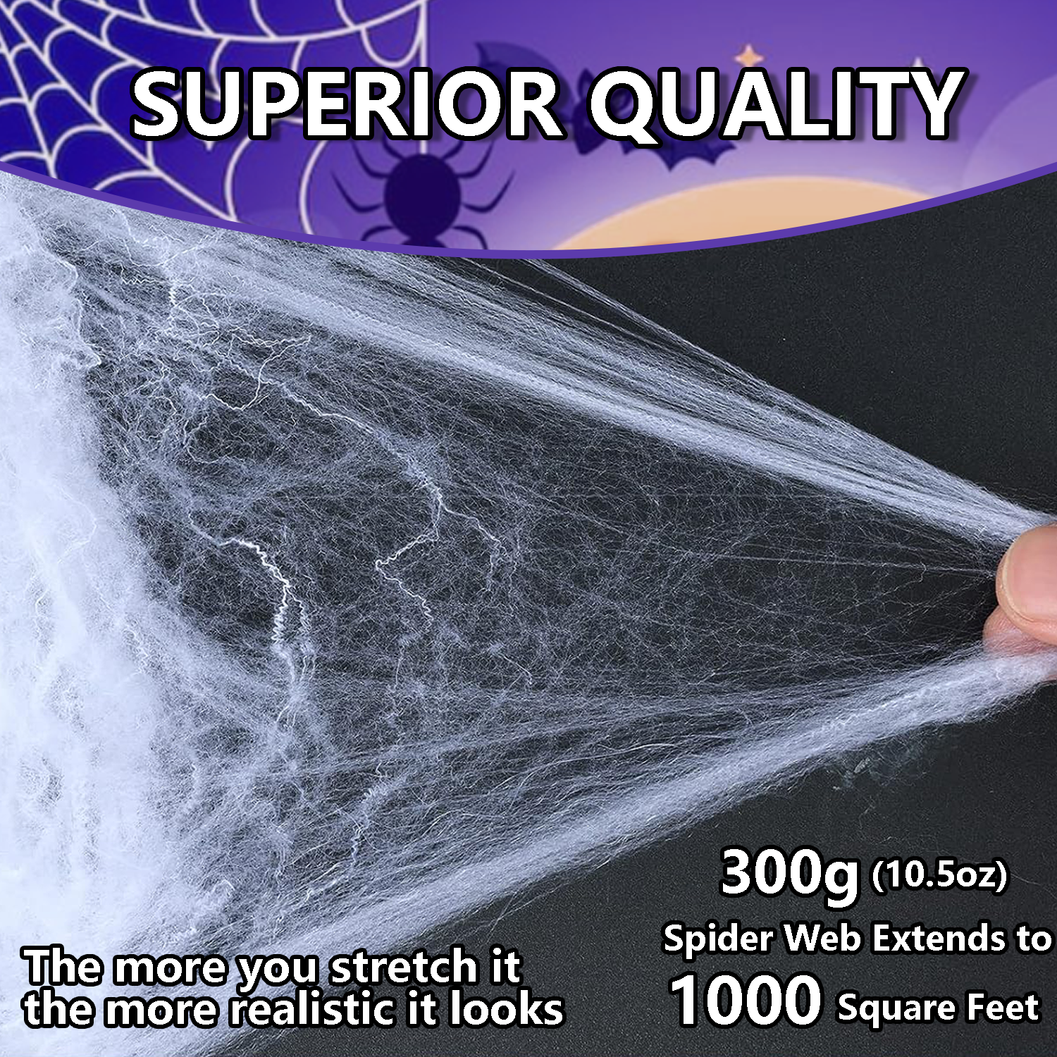 Richgv Spider Webs 1000 sqft Halloween Decoration with 100 Fake Spiders, Super Stretch Cobwebs for Halloween Indoor Outdoor Party Supplies
